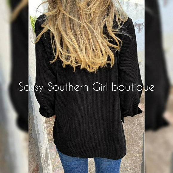 🆕⭐ Western boho Black corded studded shacket - Picture 6 of 11